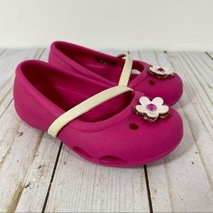 Crocs Pink Flower Mary Jane Sandals Kids 6